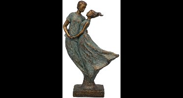 sculptuur levensdans liefde - brons blauw -polyresin handgemaakt - 23x10x40 cm decoratief beeld man vrouw