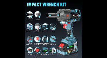 Slagmoersleutel – Slagschroevendraaier – Accu Slagsleutel – Elektrische Moersleutel – Metalen Behuizing – 1400 Nm Koppel & 3 Snelheden