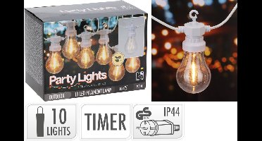 Pro Garden Buitenverlichting – Wit snoer – Warm wit licht – Origineel gloeilamp-effect - 10 Bollen