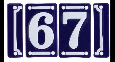 Best for Boots huisnummer 67 met sierrand - Oudhollands - emaille - blauw/wit