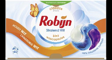Robijn - Stralend Wit - 3-in-1 Wascapsules - Houdt Langdurig Wit - 40 Wascapsules