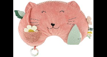 Trixie Tummy Time Kussen Mrs. Cat - Buikligtrainer voor baby's - Met Spiegeltje - Activiteitenkussen Roze - Kat
