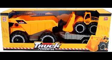 KiddyGo bouwvoertuigen speelgoed set met frictie - multicolor.