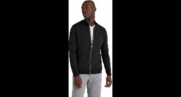 FALKE Basic New Merino Zip zacht elegante wol cardigan heren zwart - maat M