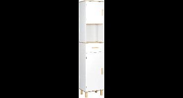 Badkamermeubel - Wastafelonderkasten - Badkamerkast - Wastafelmeubel - 39x179x30cm - 5 vakken 1 Lade - Hoekplank Opbergrek - Wit