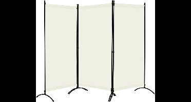 warraich-3-delig opklapbaar privacyscherm 255x181 cm - ruimtescheiding voor binnen en buiten-Creme