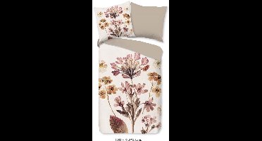 Pure dekbedovertrek bloemen - Lits jumeaux 240x200/220 cm - Zand - Microvezel
