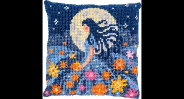 Vervaco - Kruissteekkussen kit - Meisje met de maan - PN-0212136 - Borduren - Borduurpakket - Borduurpakket volwassenen - Borduurpakket kind