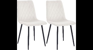 Boraboi® Eetkamerstoelen Set van 2 in Crème Fluweel met Metalen Poten en Modern Design