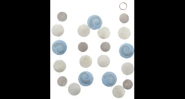 Boltze - Guirlande - Zomer - Decoratie - Schelpen - 180cm - Lichtblauw - Grijs - Woonslinger