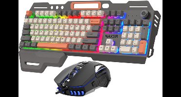 NAXSIR Toetsenbord en muis set - Mechanisch Gaming Toetsenbord - 108 Toetsen Anti-Ghosting, RGB Verlichting - Aansluiting voor PC/Gaming