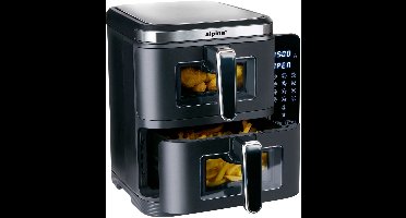 alpina Dubbele Airfryer XXL - 2 x 5.5L Manden - Heteluchtfriteuse 11 Liter - 12 Programma's - 2800 W - Zwart