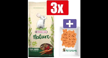 Versele Laga Nature Cuni Junior 700g – 3 Stuks – Inclusief PetsHome Drops Wortel Snoepjes