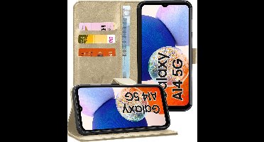 Hoesje geschikt voor Samsung Galaxy A14 - Book Case Kunstleer Pasjeshouder Goud