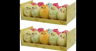 Decoris paaskuikentjes met bloem - 20x stuks - 5 cm