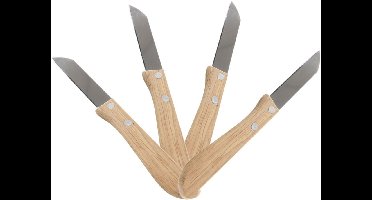 Svenska Living Keukenmesjes/aardappelschilmesjes - 4x stuks - hout/rvs - bruin - 17 cm