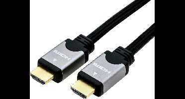 ROLINE HDMI HighSpeed kabel met Ethernet, M/M, zwart / zilver, 1 m