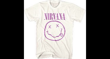 Nirvana - Purple Happy Face Heren T-shirt - L - Wit
