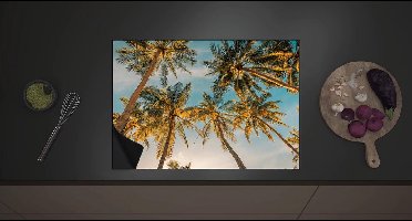 Inductie Beschermer - Onderaanzicht van Hoge Palmbomen in het Zonlicht - 70x52 cm - 2 mm Dik - Inductieplaat Beschermer met zwarte kern