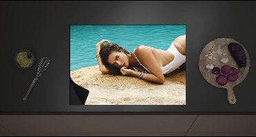 Inductie Beschermer - Mooie Vrouw in Witte Bikini op Rots bij Zee - 70x52 cm - 2 mm Dik - Inductieplaat Beschermer met zwarte kern