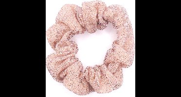Scrunchie zalmkleur roze glitter