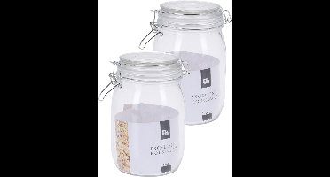 5x stuks opslagpotten/weckpotten van glas met klem beugel deksel en afsluitring met inhoud 1000 ML - Voedsel inmaken/bewaren