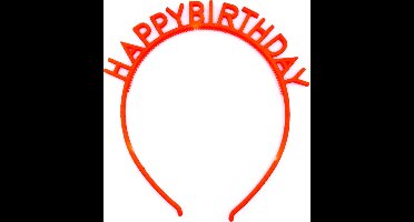 Diadeem happy birthday fel oranje donker - kinderfeestje - verjaardag