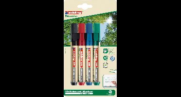 edding 28 Ecoline boardmarker - zwart, rood, blauw, groen - ronde punt 1,5-3 mm - geschikt voor whiteboards