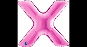 Folieballon 100cm letter X - fuchsia roze