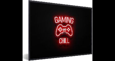 Game Poster - Gaming - Quotes - Gaming and chill - Neon - Rood - 80x60 cm