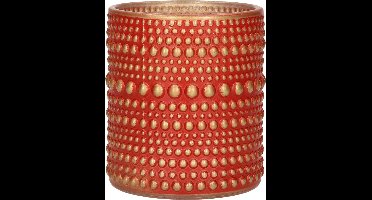 Countryfield Luxe theelichthouder - Aurora - glas - rood/goud - D7 x H8 cm