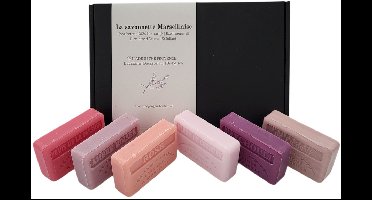 Soap bar cadeauset savon de marseille zeep Fruit de la passion, Rose, unicorn, patchouli, ambre boisee, kersenbloesem - brievenbus cadeau - geurend kado
