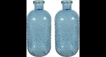 Countryfield Bloemenvaas Cactus Dots - 2x - blauw transparant - glas - D15 x H35 cm