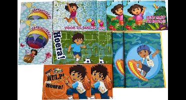 Set van 12 verjaardagskaarten / wenskaart Dora en Diego, verjaardag kind