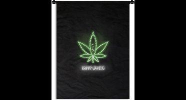Wandkleed - Wanddoek - Gaming - Tekst - Neon - Happy gaming - Groen - 60x80 cm - Wandtapijt