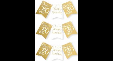 Paperdreams verjaardag vlaggenlijn 80 jaar - 3x - wit/goud - 600 cm