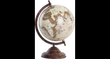 Items Deco Wereldbol/globe op voet - kunststof - roestbruin tinten - home decoratie artikel - D18 x H32 cm