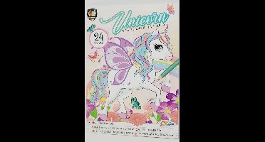 Glitter Kleurboek en Stickerboek Eenhoorn 24 Pagina's - Unicorn Kleurboek Meisjes - Kleurboek Kinderen - Tekeningen - Inkleuren - Kleurplaat - Colouring Book - Kleurplezier