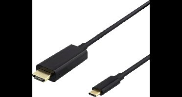 Deltaco USBC-HDMI-1010 USB-C naar HDMI Kabel - 4K UHD/60Hz - 1 meter - Zwart
