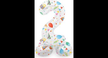 Folat - Staande folieballon Cijfer 2 Joyful Party - 72 cm