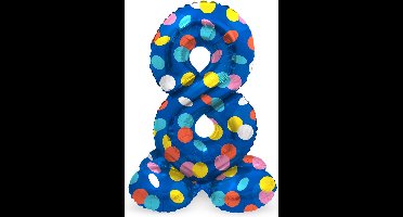 Folat - Staande folieballon Cijfer 8 Colorful Dots - 72 cm