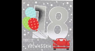 Depesche - Cijferkaart met muziek, vierkant met de tekst "18 - Eindelijk volwassen" - mot. 028