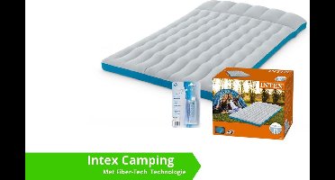 Intex luchtbed - compact kampeerluchtbed - 2 persoons - 193 x 127 x 24 - grijs / blauw (incl. Reparatiekit)