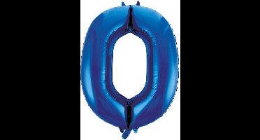 Blauwe folie ballon cijfer 0.