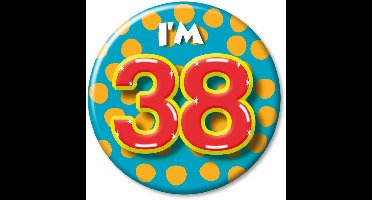 Paper Dreams Button I'm 38 Staal 5,5 Cm Geel/blauw/rood/groen