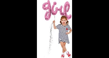 Folieballon Girl roze 91cm leeg