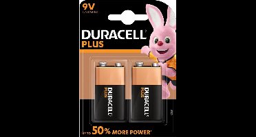 Duracell Plus alkaline 9V-batterijen, verpakking van 2