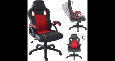 Gamestoel Wouter junior - bureaustoel - hoogte verstelbaar - zwart rood