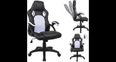 Gamestoel Wouter junior - bureaustoel - hoogte verstelbaar - zwart wit