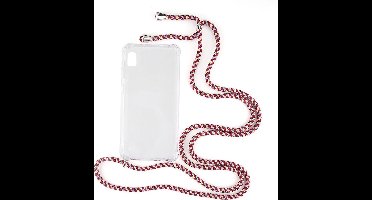 Shop4 - Samsung Galaxy A10 Hoesje - Zachte Back Case met Koord Multi Rood